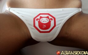 Su strips white panties and gets fucked and creampied