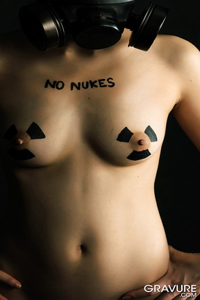 Small titted Ayaka Minamino nude in gas mask