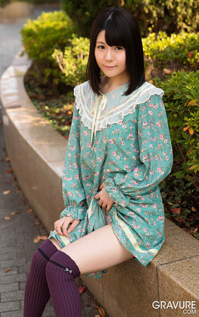 Small tits cutie Mai Araki strips dress and poses nude