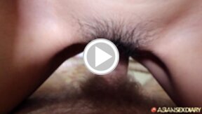 Long haired LBFM Zen rides cock and gets fucked doggy style