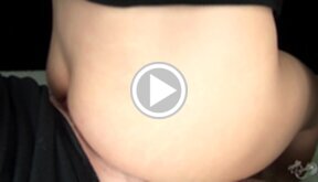 Madoka Yukishiro standing naked stroking cock and giving assjob